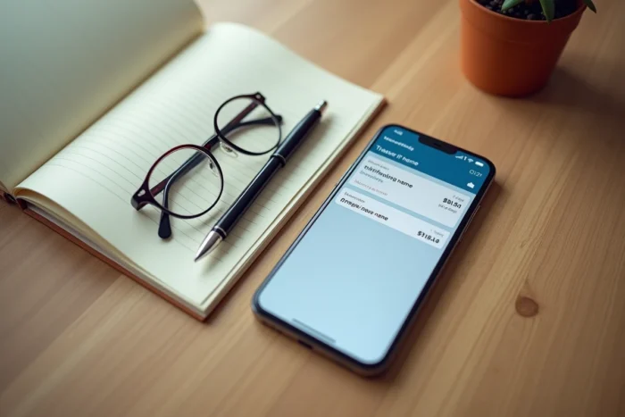 Smartphone affichant un prélèvement bancaire inconnu sur une application de gestion de compte